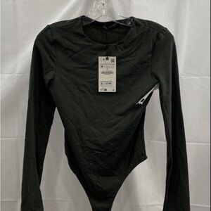 NWT Zara Women's Green Long Sleeve Bodysuit